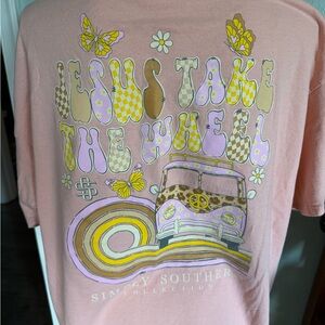 Simply Southern Jesus Take the Wheel Volkswagen Bus Pink Shirt Size XXL